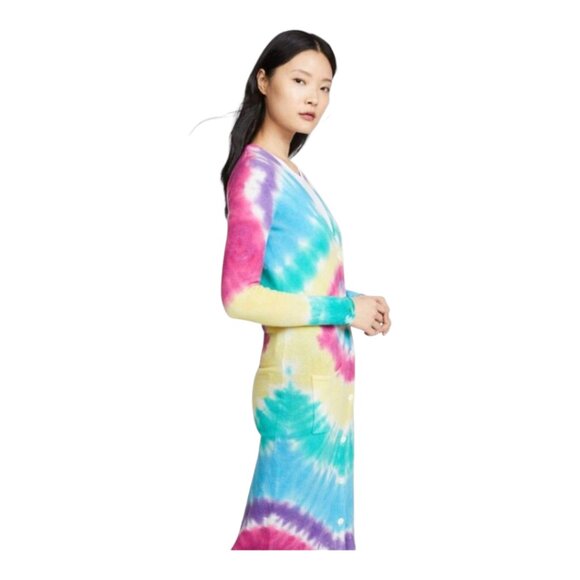 Autumn Cashmere 100% Cashmere Tie Dye Maxi Cardigan in Bright Multi Women's M - Picture 6 of 13